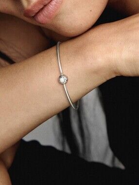 PANDORA ME Sterling Silver Bangle Bracelet For Micro Dangle & Essence Charms